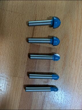 Set of 5 Cove Tipped Router Bits